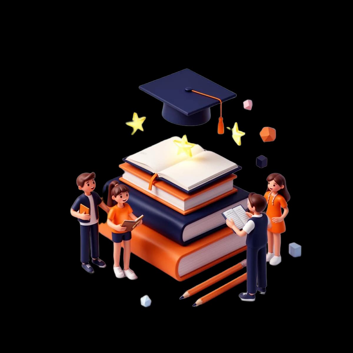Students studying with books